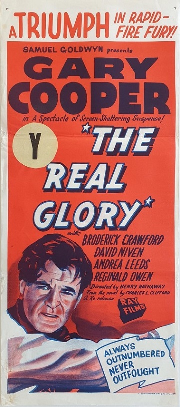 the real glory 1950s relrelease australian daybill with Gary Cooper and David Niven