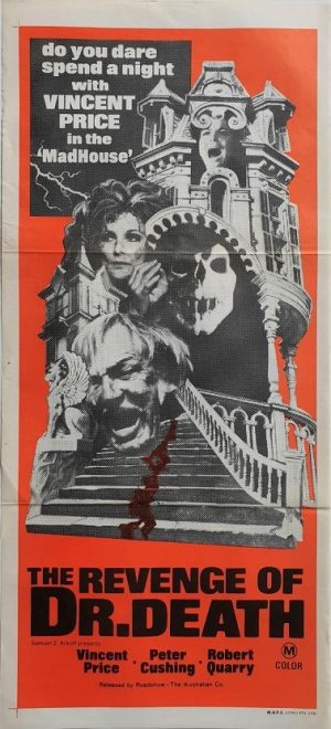 the revenge of Dr Death australian daybill poster Hammer Horror production with Vicent Price and Peter Cushing 1974
