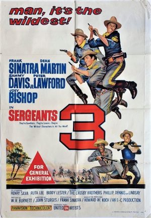 Sergeants 3 australian one sheet poster with frank sinatra,dean martin and sammy davis jr 1962