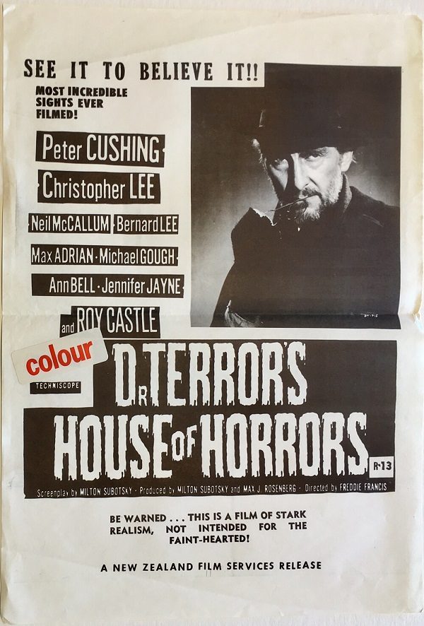 Dr Terror's house of terrors new zealand daybill poster with Peter Cushing of Hammer Productions