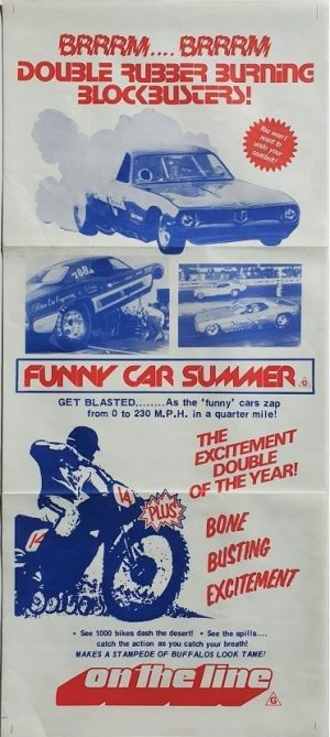 funny car summer and on the line australian double bill daybill poster 1974