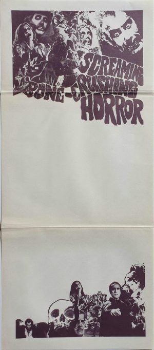 Screaming Bone-Crushing Horror movie stock australian daybill poster with Hammer Horror images 1970's