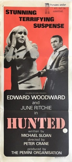 hunted australian daybill poster with edward woodward and june ritchie 1970s