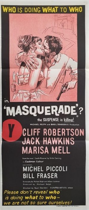 masquerade australian daybill poster 1965 with Cliff Robertson and Jack Hawkins