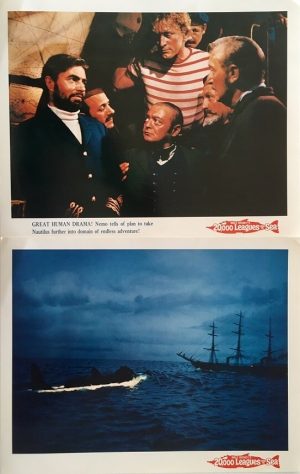 20,000 leagues under the sea lobby cards with kirk douglas and james mason by walt disney 1960 rerelease