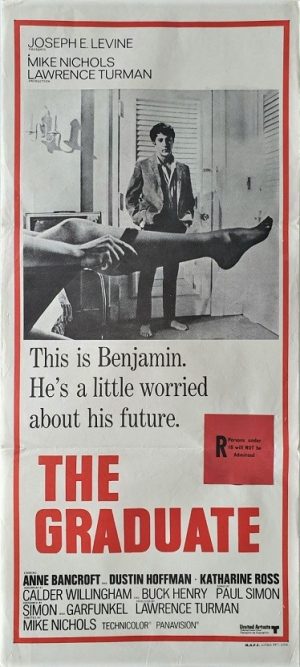 the graduate daybill poster with Dustin Hoffman 1970's re-release