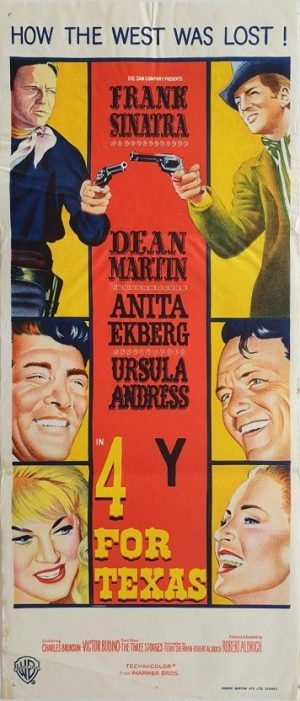 4 for Texas daybill movie poster with Frank Sinatra, Dean Martin and Ursula Andress 1963