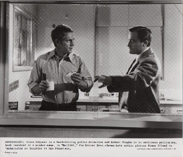 Bullitt US Still 1968 8 x 10 black and white image of Steve McQueen and Robert Vaughn