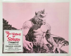 the 7th voyage of sinbad 1958 re-release lobby card from 1975 with a Ray Harryhausen monster (7)