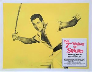 the 7th voyage of sinbad 1958 re-release lobby card from 1975 with a Ray Harryhausen monster (7)