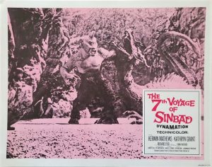 the 7th voyage of sinbad 1958 re-release lobby card from 1975 with a Ray Harryhausen monster (7)