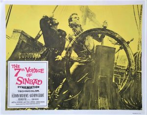 the 7th voyage of sinbad 1958 re-release lobby card from 1975 with a Ray Harryhausen monster (7)