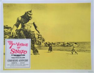 the 7th voyage of sinbad 1958 re-release lobby card from 1975 with a Ray Harryhausen monster (7)