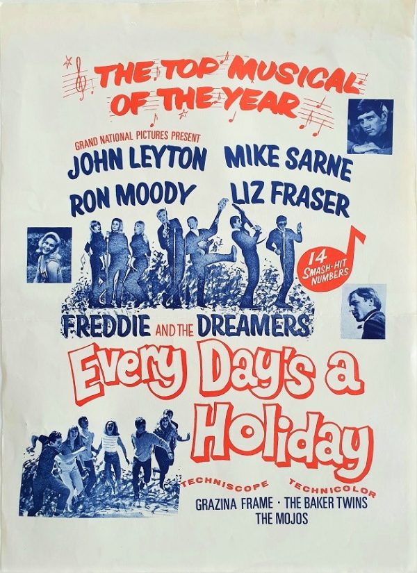 Every day's a holiday New Zealand daybill poster with Freddie and the dreamers and Ron Moody 1964