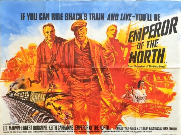 Emperor of the north UK quad poster with Lee Marvin artwork by Tom Chantrell 1973