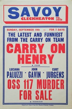 Carry on henry and OSS 117 murder for sale UK playbill window card (2)
