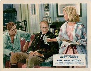 One Man Mutiny UK front of house card with Gary Cooper released as The Court-Martial of Billy Mitchell in the US