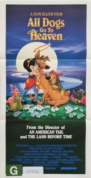 all dogs go to heaven australian daybill movie poster by Don Bluth 1989