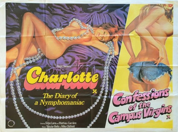 Charlotte and confessions of the campus virgins UK Quad Poster by Tom Chantrell 1970s