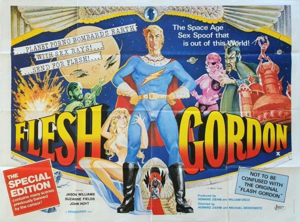 Flesh Gordon UK Sexploitation Adult Quad Poster with Tom Sam Peffer art (3)