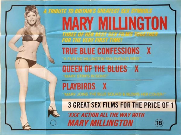 Mary Millington True Blue Confessions, Queen of the Blues and Playbirds UK Sexploitation Adult Quad Poster (2)