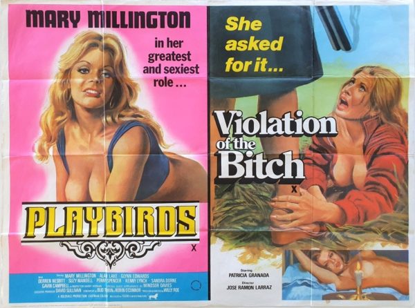 Playbirds and Violations of the Bitch UK Sexploitation Adult Quad Poster with Mary Millington by Tom Chantrell (2)