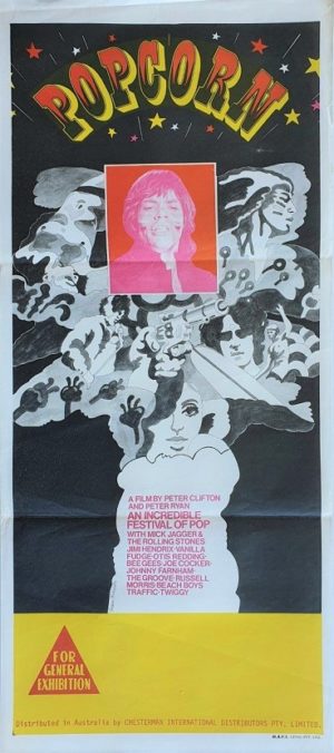 Popcorn australian daybill poster with the Rolling Stones