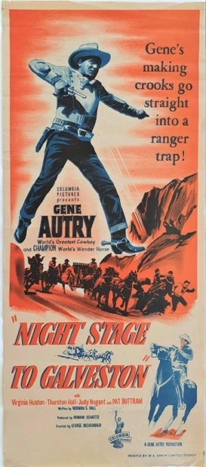 Night Stage to Galveston Australian daybill poster with Gene Autry