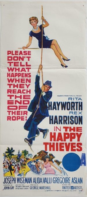 The Happy Thieves Australian daybill movie poster with Rita Hayworth