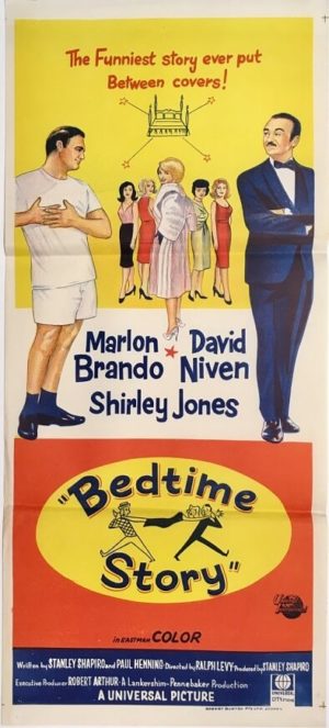 Bedtime story Australian Daybill Poster with David Niven and Marlon Brando