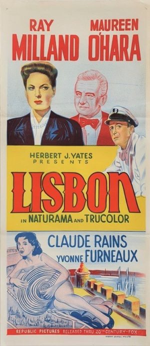 Lisbon Australian Daybill Poster with Maureen O'Hara and Ray Millard