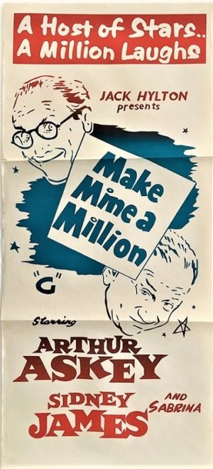 Make mine a million rerelease daybill poster with Sid James