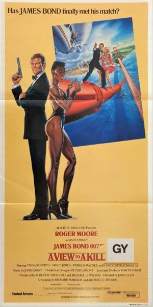 A View To A Kill Australian daybill poster 007 James Bond with Roger Moore and Grace Jones