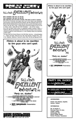 Bill & Ted's Excellent Adventure Australian Press Sheet (2)