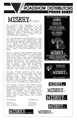 Misery Australian Press Sheet by Stephen King