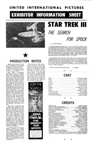Star Trek 3 The Search For Spock Australian Press Sheet (19)