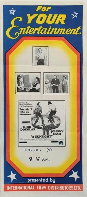 A Gunfight Australian daybill movie poster stock style 1971 with Kirk Douglas and Johnny Cash