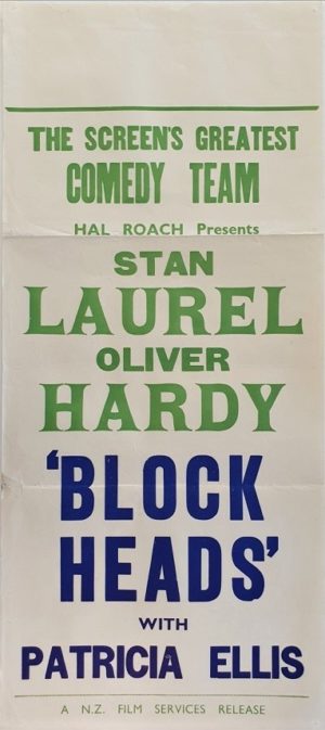 Laurel and Hardy Block Heads New Zealand stock daybill movie poster (6)