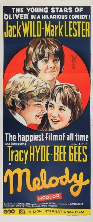 Melody Australian daybill movie poster with the Bee Gees and Jack Wild, Mark Lester and Tracy Hyde 1971