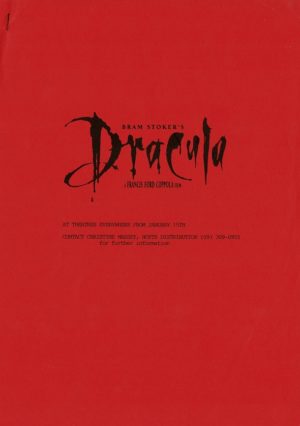 Dracula Production Notes Book 1992 Francis Ford Coppola