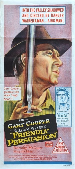 Friendly Persuasion Australian Daybill movie poster with Gary Cooper (106)