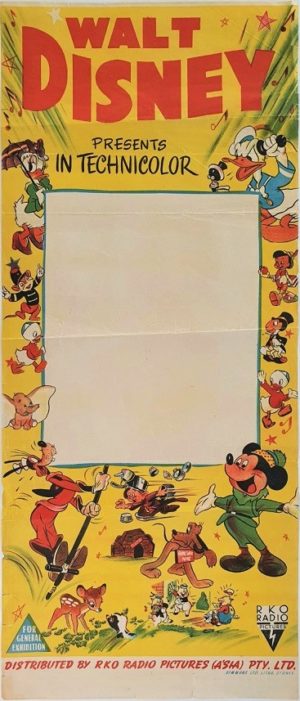 Walt Disney Australian Daybill Stock Movie Poster 1940 With Mickey Mouse Pluto, Donald Duck, Pinnochio And Goofy (8)