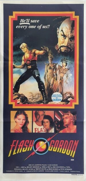 Flash Gordon Australian Daybill Film Movie Poster With Queen Soundtrack Mention (5)