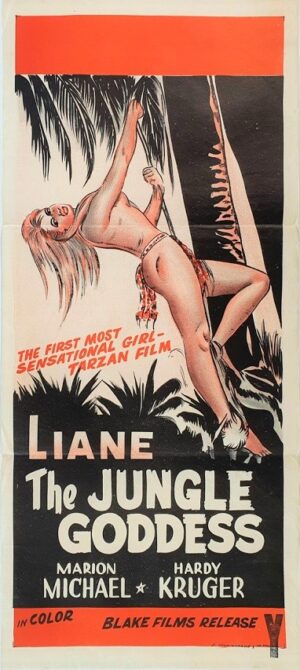 Liane Jungle Goddess Australian Daybill Movie Poster 1956 Liane, das Mädchen aus dem Urwald with Marion Michael