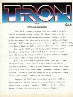 Tron Australian Production Information Book