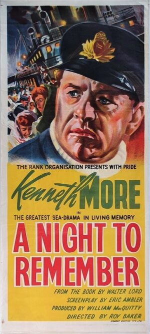 A Night To Remember 1958 Titanic Themed Australian Daybill Poster With Kenneth More (12)