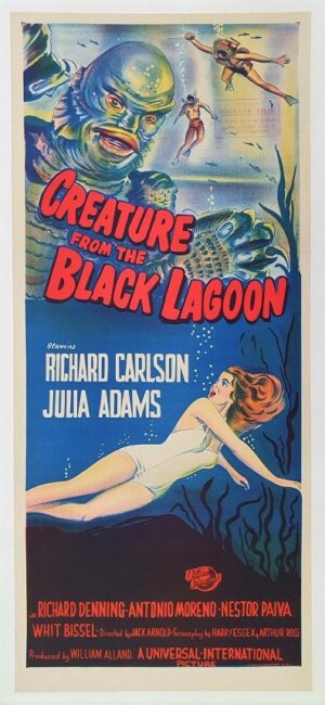 Creature From The Black Lagoon Original Australian Daybill Movie Poster Printed Use Which Has Been Professionally Linenbacked (10)