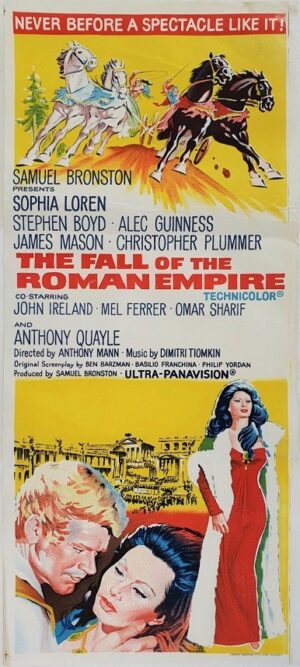 The Fall Of The Roman Empire Australian Daybill Movie Poster Sophia Loren, Stephen Boyd, Alec Guinness, James Mason, Christopher Plummer, Anthony Quayle, John Ireland, Omar Sharif, Mel Ferrer (2)