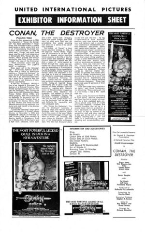 Conan Australian Press Sheet With Arnold Schwarzenegger (2)