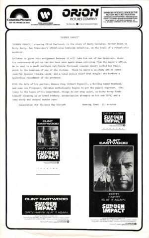Dirty Harry Sudden Impact Clint Eastwood Australian Press Sheet (10)